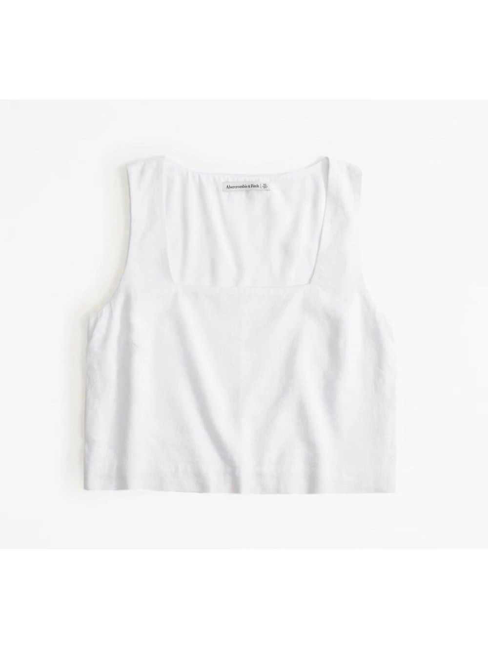 Abercrombie & Fitch White Linen Blend Cropped Tank Top